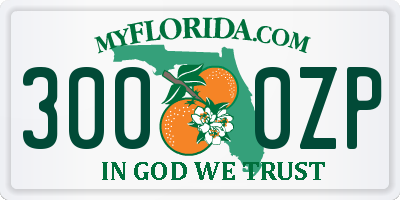 FL license plate 3000ZP