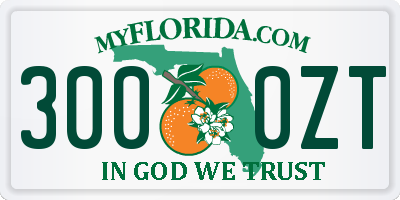 FL license plate 3000ZT