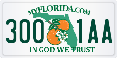 FL license plate 3001AA