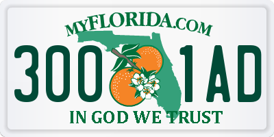 FL license plate 3001AD