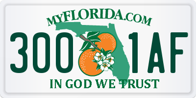 FL license plate 3001AF