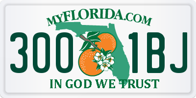 FL license plate 3001BJ