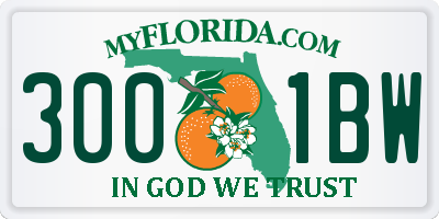 FL license plate 3001BW