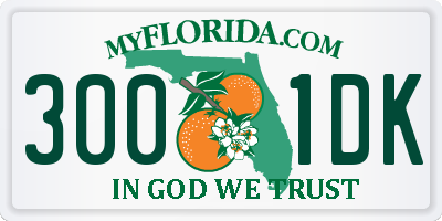 FL license plate 3001DK