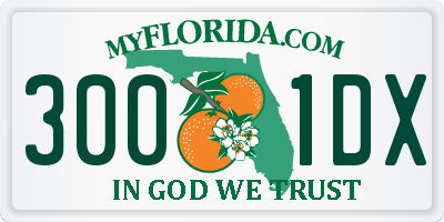 FL license plate 3001DX
