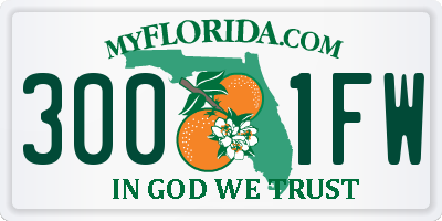FL license plate 3001FW