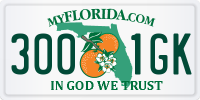 FL license plate 3001GK
