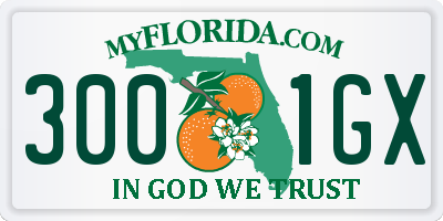 FL license plate 3001GX