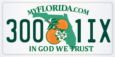 FL license plate 3001IX