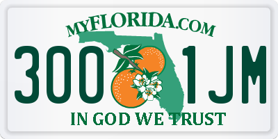 FL license plate 3001JM