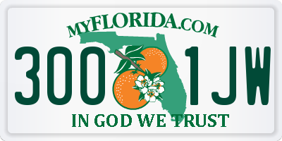 FL license plate 3001JW