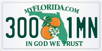 FL license plate 3001MN