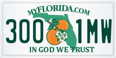 FL license plate 3001MW