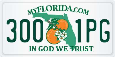 FL license plate 3001PG