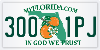 FL license plate 3001PJ