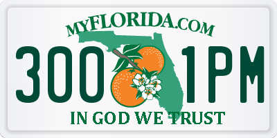 FL license plate 3001PM