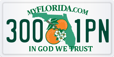 FL license plate 3001PN