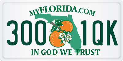 FL license plate 3001QK