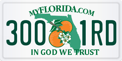 FL license plate 3001RD