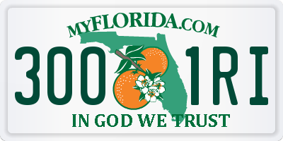 FL license plate 3001RI