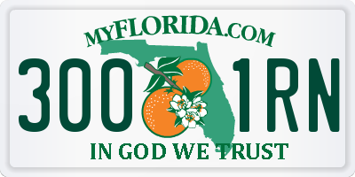 FL license plate 3001RN