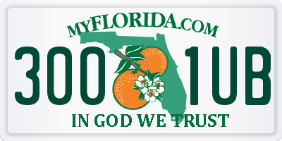 FL license plate 3001UB