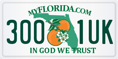 FL license plate 3001UK