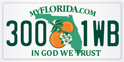 FL license plate 3001WB