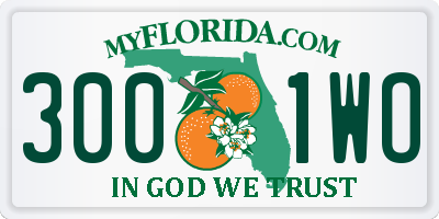 FL license plate 3001WO
