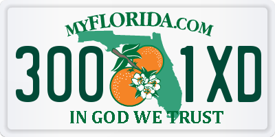 FL license plate 3001XD
