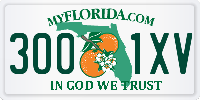 FL license plate 3001XV