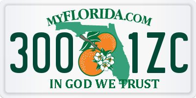 FL license plate 3001ZC