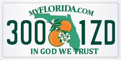 FL license plate 3001ZD