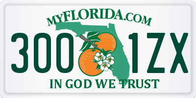 FL license plate 3001ZX