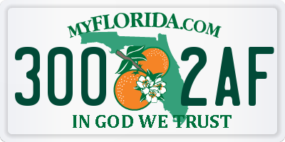 FL license plate 3002AF