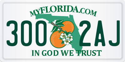 FL license plate 3002AJ