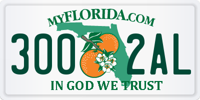 FL license plate 3002AL