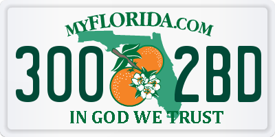 FL license plate 3002BD