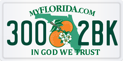 FL license plate 3002BK