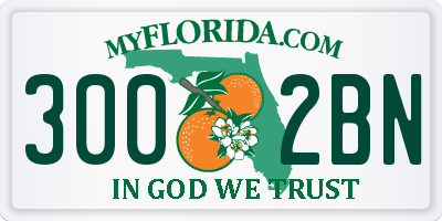 FL license plate 3002BN