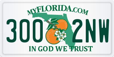 FL license plate 3002NW