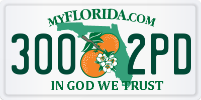 FL license plate 3002PD