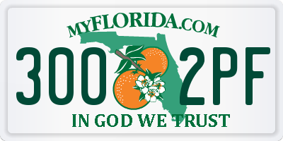 FL license plate 3002PF