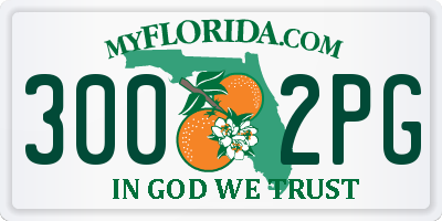 FL license plate 3002PG