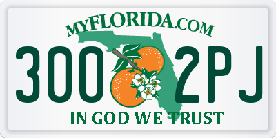 FL license plate 3002PJ