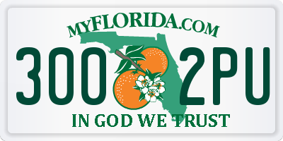 FL license plate 3002PU