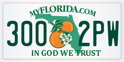 FL license plate 3002PW