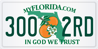 FL license plate 3002RD