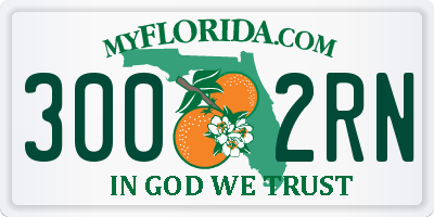 FL license plate 3002RN