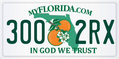 FL license plate 3002RX